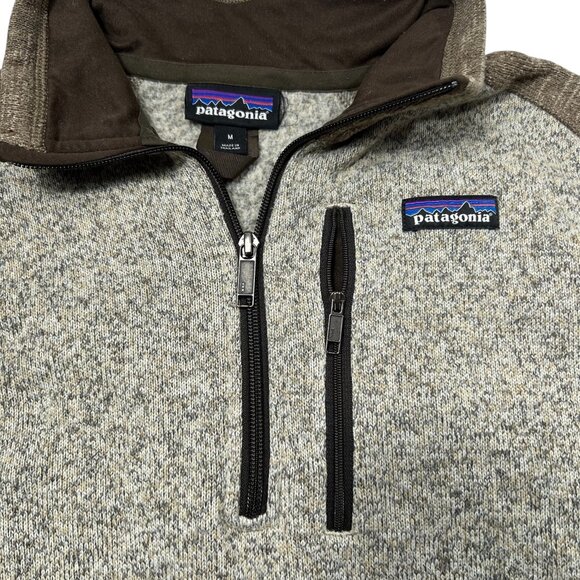 Patagonia Men's Two Tone Brown Tan Better Sweater Quarter Zip Pullover Size Med - Picture 3 of 7